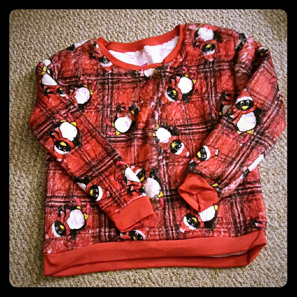 Plush penguin sweatshirt